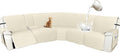 Arfntevss Recliner Sectional Couch Covers 1OO% Waterproof L Shape Sofa Cover for Reclining L Shaped Sectional Slipcover Dog Washable Corner Non Slip Protector (XL 5 Seater with 1 Console, Beige)