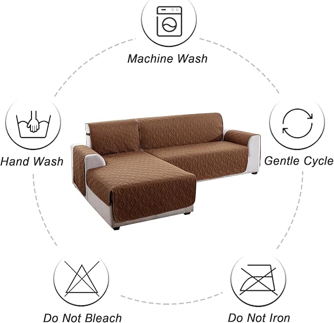 Genina Sectional Couch Covers for Dogs L Shaped Sofa Covers Chaise Lounge Cover Reversible Couch Covers for Sectional Sofa L Shape Furniture Protectors Cover for Pets, Kids (Camel, Sofa Large)