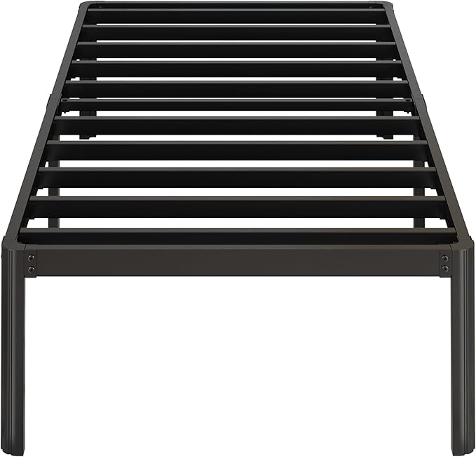 Yicensen 14 Inch Twin Bed Frames Rounded Corner Legs Heavy Duty Platform Twin Metal Bed Frame for Kids, Easy Assembly, Noise Free, No Box Spring Needed, Black.