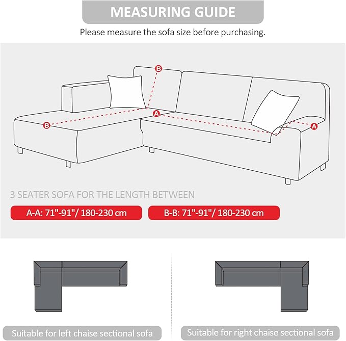 KinCam Sectional Couch Covers L Shape Sofa Covers Super Stretch 2pcs Sofa Slipcovers for 3 + 3 Seaters Sectional Chaise Slipcover with 2pcs Pillow Covers for Pets Kids, White