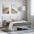 White Metal Full Bed Frame with Headboard 77.2 x 55.9 x 35.4 in Powder-Coated Steel Platform Full Mattress Base Bedroom Furniture Modernes Design Robust for Adults