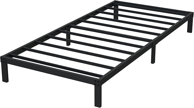 DiaOutro Narrow Twin Bed Frame 9 Inch Heavy Duty Low Profile Metal Platform No Box Spring Needed Mattress Foundation, Easy to Assembly, Noise Free, Black