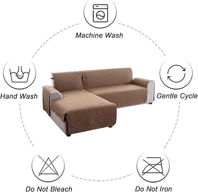 Genina Sectional Couch Covers for Dogs L Shaped Sofa Covers Chaise Lounge Cover Reversible Sofa Cover Sectional Furniture Protector for Pets, Kids (Camel, Large)