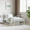 Bed Frame White Powder-Coated Steel Double Bed Bedroom Furniture for Living Room 35.4x74.8 in Frame