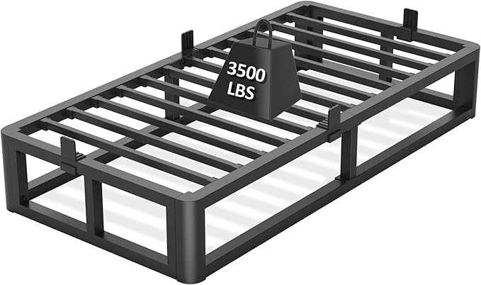 Firpeesy Upgrade Anti Bending and Round Corner Legs 12 inch Twin XL Bed Frame 3500 LBS Heavy Duty Steel Slats Support Platform Metal Bed Frames No Box Spring Needed Platform Noise Free Easy Assembly
