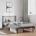 Black Powder-Coated Steel Single Bed Frame, Minimalist Modern Design, Durable Metal Platform Bed for Bedroom, Adult Guest Room Furniture