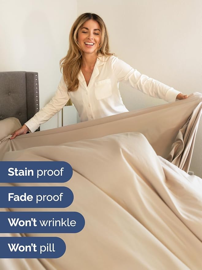 Extra Deep Twin XL Sheet Set - 4 Piece Breathable and Cooling Sheets - Hotel Luxury Bedding for Women, Men, Kids & Teens - Easy & Secure Fit - Soft, Wrinkle Free and Comfy - Extra Deep Pockets - Cream