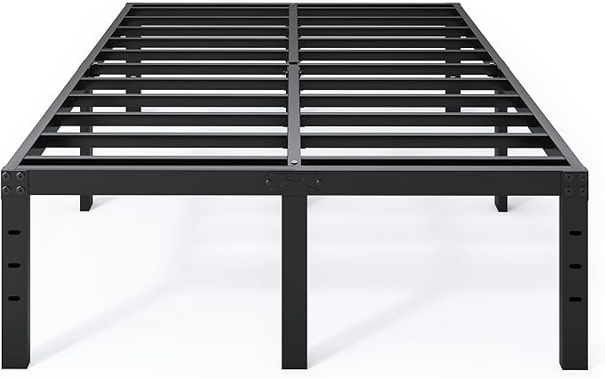 QEROMY Queen Bed Frame - 18 in Sturdy Platform Bed Frame Queen Size, Heavy Duty Metal Bed Frame No Box Spring Needed, Quick & Easy Assembly, No Noise, Black
