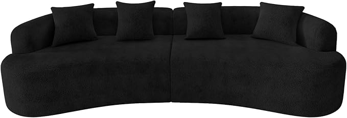 131" Curved Modular Sectional Sofa for Living Room, Modern Chenille Oversized Cloud Couch Sofa, Luxury Plush Extra Deep 4-Seater Boucle Couch for Apartment‌‌, No Assembly Required, Black
