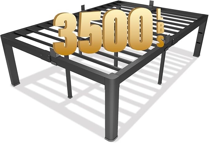 yookare 18 Inch King Metal Platform Bed Frame with Round Corner and Mattress Retainers, 3500lbs Heavy Duty Steel Slats Support, No Box Spring Needed, Easy Assembly, Noise Free