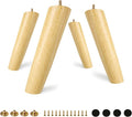 FoDau770 Rubber Wood Furniture Legs 8 Inches, Slant Tapered Wood Feet Mid Century Sofa Legs Set of 8, 5/16" UNC Furniture Feet Replacement Parts for Cabinet Couch Dresser Chair Ottoman Table