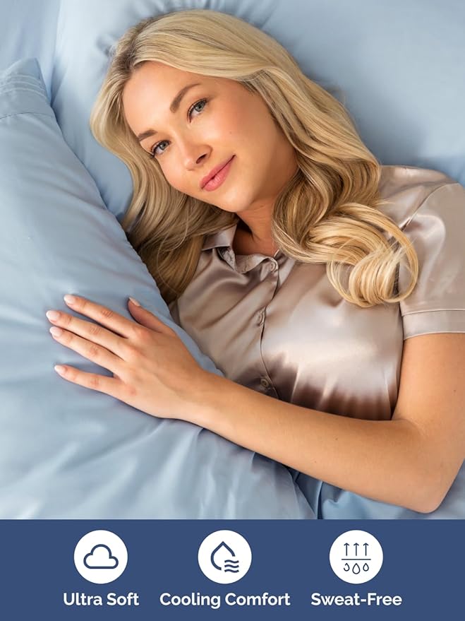 Extra Deep King Sheet Set - 6 Piece Breathable and Cooling Sheets - Hotel Luxury Bedding for Women, Men, Kids & Teens - Easy & Secure Fit - Soft, Wrinkle Free and Comfy - Extra Deep Pockets - Sky Blue