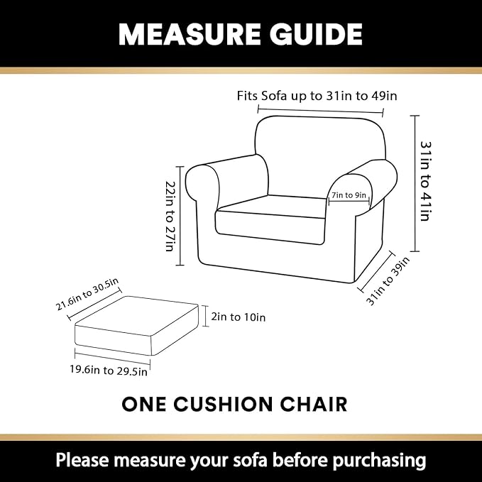 PrinceDeco Velvet Plush Couch Cover Stretch 2 Piece Chair Cover Chair Slipcover Washable Furniture Protector Couch Soft with Elastic Bottom Armchair Cover Width Up to 49 Inch(Small, Mocha)