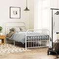 Modern Metal Bed Frame with White Powder-Coated Finish, Minimalist Contemporary Design for Small Rooms, Sturdy Steel Structure with Breathable Support and Easy