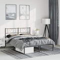 Modern Full Bed Frame with Storage, Sturdy Steel Platform and Comfortable Headboard for Adults and Guest Rooms, Minimalist Design in Sleek Black Finish