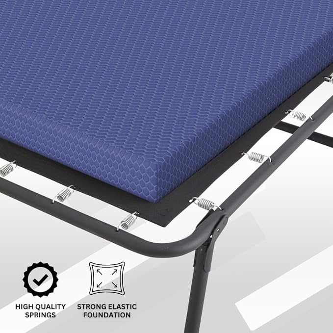 Beautyrest Folding Guest Bed, Twin Size, Steel Frame, Contouring Foam Mattress, Plush Removable Cover, 300 lbs Capacity