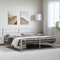 Modern White Double Metal Bed Frame with Under Bed Storage, Sturdy Durable Platform Bed for Adults, Minimalist Design for Bedroom or Guest Room