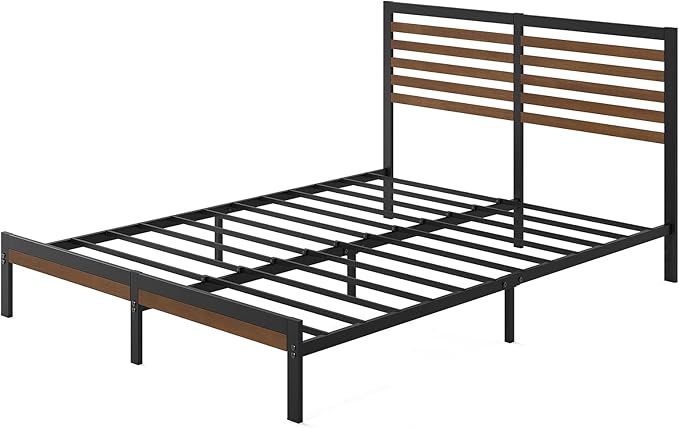 Zinus Kai Bamboo and Metal Platform Bed Frame with Headboard, No Box Spring Needed, Easy Assembly,King, Brown