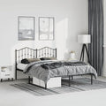 King Size Metal Bed Frame with Headboard, Sturdy Powder-Coated Steel Platform Bed with Underbed Storage Space, Modern Black Bedframe for Master or Guest Room