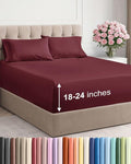 Extra Deep Twin XL Sheet Set - 4 Piece Breathable and Cooling Sheets - Hotel Luxury Bedding for Women, Men, Kids & Teens - Easy Secure Fit - Soft, Wrinkle Free & Comfy - Extra Deep Pockets - Burgundy