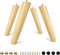 FoDau770 Rubber Wood Furniture Legs 10 Inches, Slant Tapered Wood Feet Mid Century Sofa Legs Set of 4, 5/16" UNC Furniture Feet Replacement Parts for Cabinet Couch Dresser Chair Ottoman Table