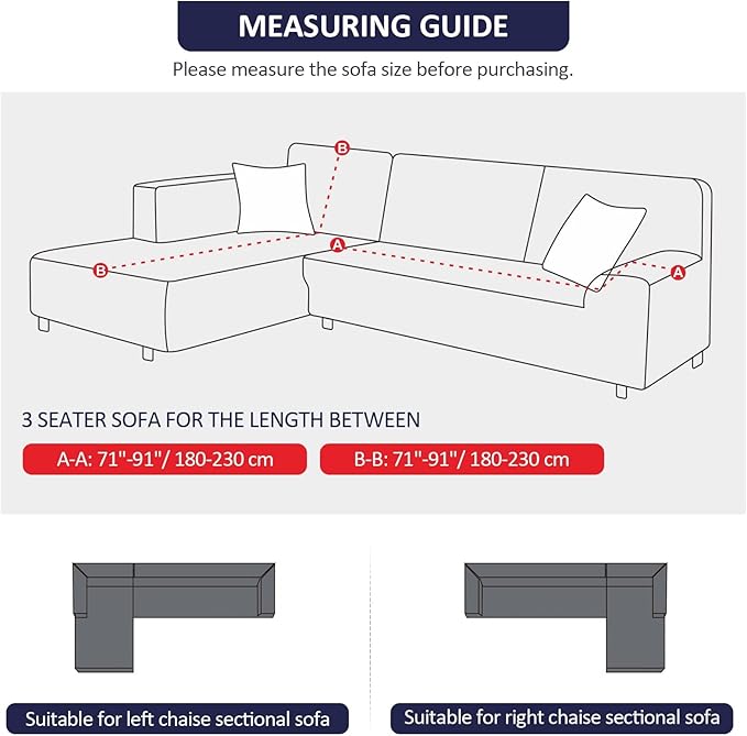 KinCam Sectional Couch Covers L Shape Sofa Covers Super Stretch 2pcs Sofa Slipcovers for 3 + 3 Seaters Sectional Chaise Slipcover with 2pcs Pillow Covers for Pets Kids (Dark Blue)