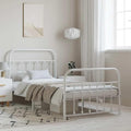 Bed Frame White Powder-Coated Steel Single Bed Frame Bedroom Furniture headboard for Living Room
