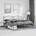 Modern Black Metal Bed Frame with Footboard, Sturdy Steel Construction, Underbed Storage Space, 76.0 x 79.9 Inches for Master or Guest Room