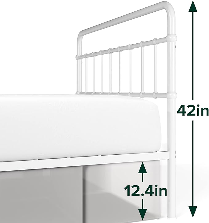 Zinus Florence Metal Platform Bed Frame, Mattress Foundation, No Box Spring Needed, Easy Assembly, White, Twin