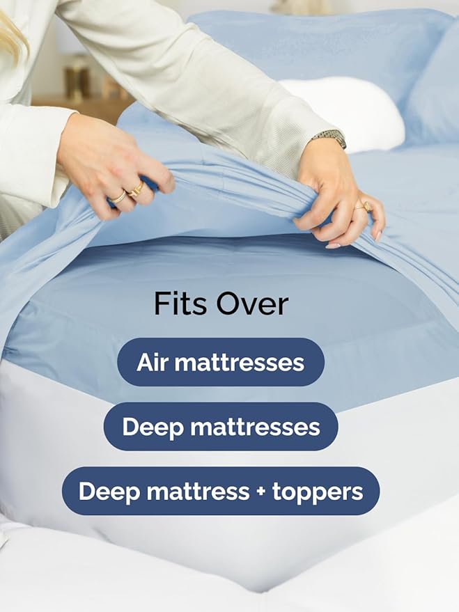 Extra Deep Twin Sheet Set - 4 Piece Breathable and Cooling Sheets - Hotel Luxury Bedding for Women, Men, Kids & Teens - Easy & Secure Fit - Soft, Wrinkle Free and Comfy - Extra Deep Pockets - Sky Blue