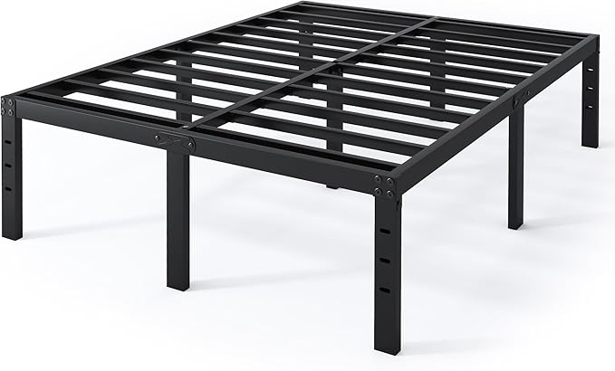 QEROMY Full Size Bed Frame - 18 in Sturdy Platform Bed Frame Full, Heavy Duty Metal Bed Frame No Box Spring Needed, Quick & Easy Assembly, No Noise, Black