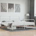 Bed Frame White Steel Bed Frame headboard for Bedroom 79x79 in Rectangular