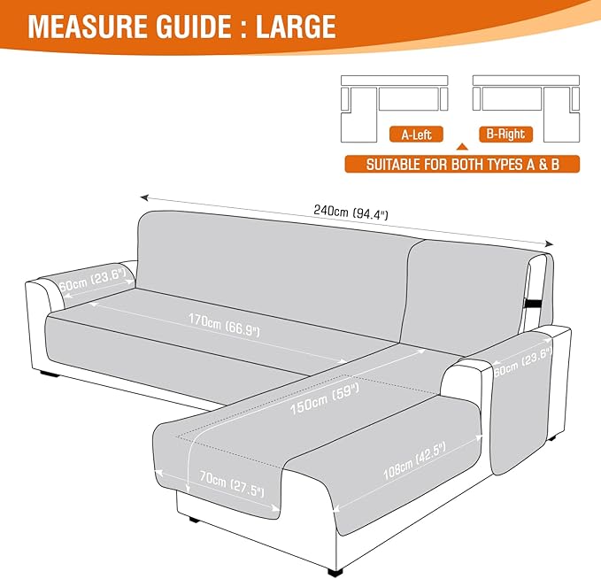 VANSOFY Sectional Couch Covers 100% Waterproof L Shaped Sofa Slipcover 3pcs Reversible Chaise Lounge Cover for Sectional Sofa Furniture Protector Cover for Pets Cat Dog(Large, Chocolate)