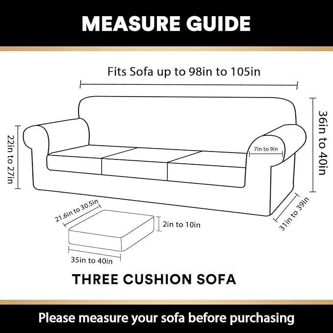 PrinceDeco Velvet XL Couch Cover for Oversized Sofa 4 Piece Sofa Covers for 3 Cushion Couch Washable Furniture Protector with Non Slip Elastic Bottom Width Up to 105 Inch(X-Large, Deep Teal)