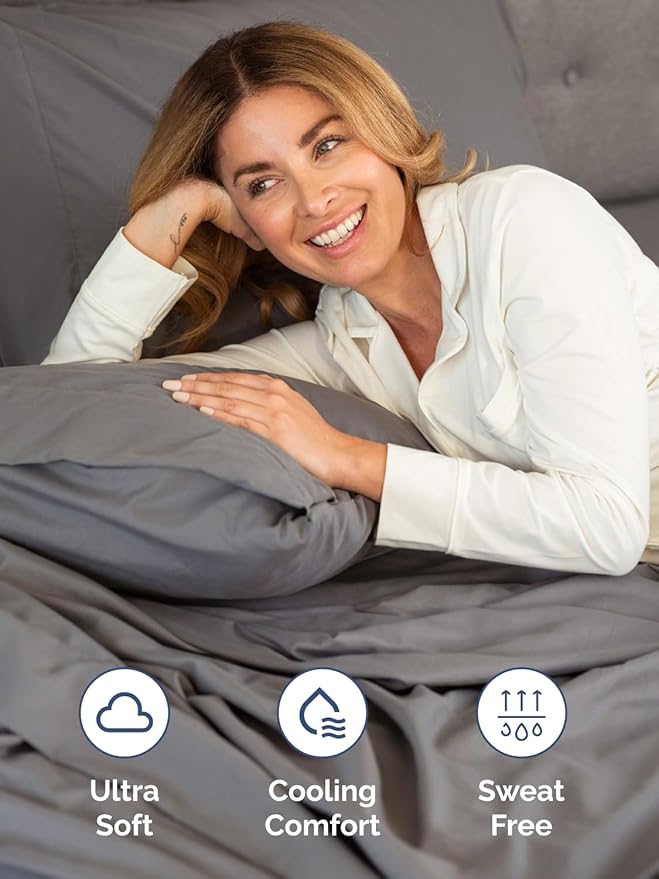 Extra Deep Split King Sheet Set - 7 Piece Breathable and Cooling Sheets - Hotel Luxury Bedding for Women, Men, Kids & Teens - Easy Secure Fit - Soft and Wrinkle Free - Extra Deep Pockets - Dark Grey