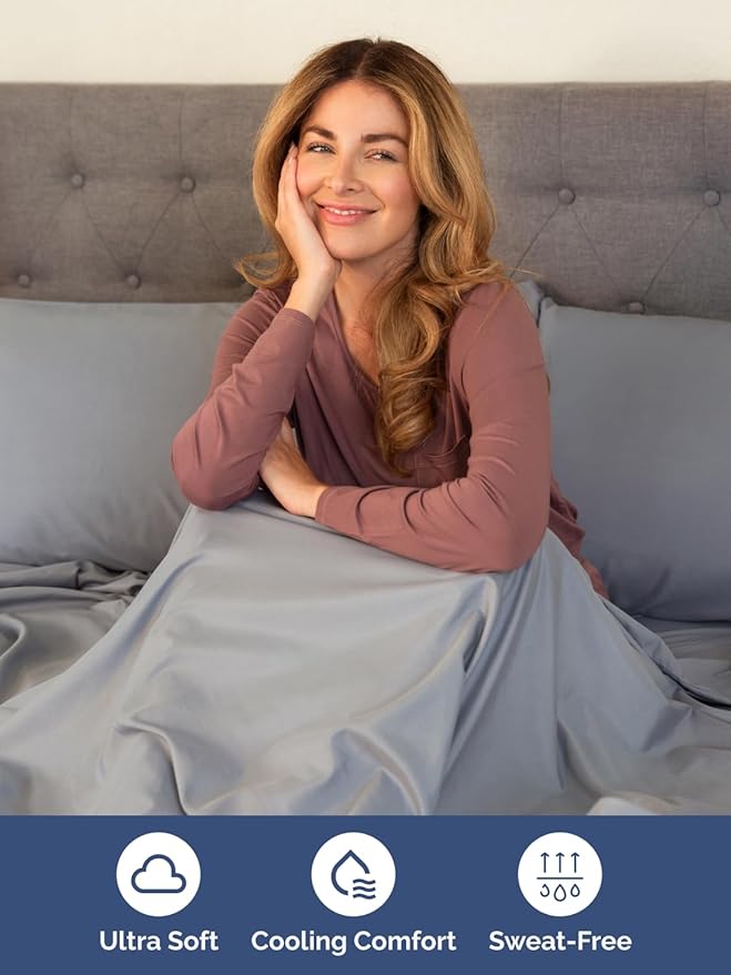 Extra Deep Queen Sheet Set - 6 Piece Breathable and Cooling Sheets - Hotel Luxury Bedding for Women, Men, Kids & Teens - Easy Secure Fit - Soft, Wrinkle Free & Comfy - Extra Deep Pockets - Steel Blue