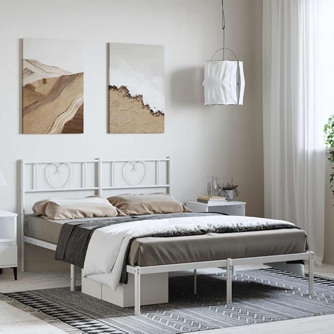 Classic Elegant Bed Frame with Robust Metal Construction, Reinforced Slats, Under-Bed Storage, and Supportive Headboard – No Box Spring Required