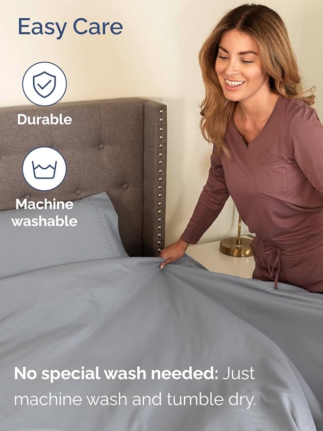 Extra Deep Twin XL Sheet Set - 4 Piece Breathable and Cooling Sheets - Hotel Luxury Bedding for Women, Men, Kids & Teens - Easy & Secure Fit - Soft and Wrinkle Free - Extra Deep Pockets - Steel Blue
