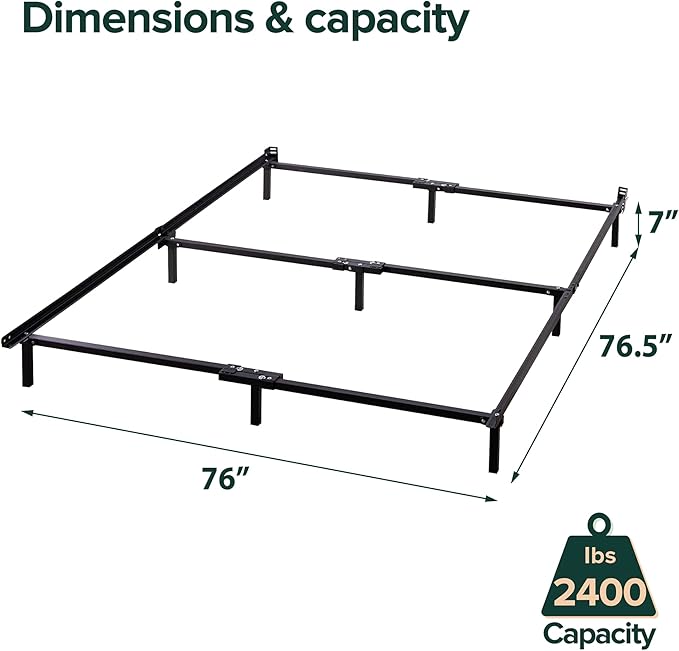 Zinus Michelle Compack 9-Leg Support Bed Frame, for Box Spring and Mattress Set, King, Black (AZ-SBF-07K)