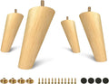 FoDau770 Rubber Wood Furniture Legs 5 Inches, Slant Tapered Wood Feet Mid Century Sofa Legs Set of 4, 5/16" UNC Furniture Feet Replacement Parts for Cabinet Couch Dresser Chair Ottoman Table
