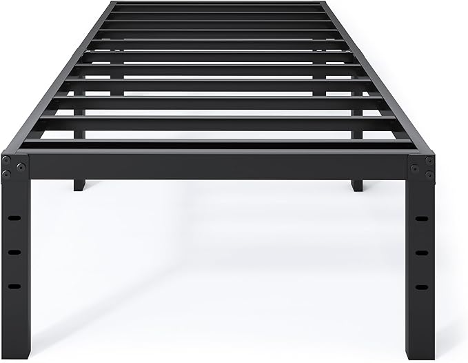 Twin Bed Frame - 18 in Sturdy Platform Bed Frame Twin Size, Heavy Duty Metal Bed Frame No Box Spring Needed, Quick & Easy Assembly, No Noise, Black