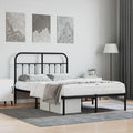 Bed Frame Black Powder-Coated Steel Single Bed headboard for Guest Room 47.2x74.8 in Small Double