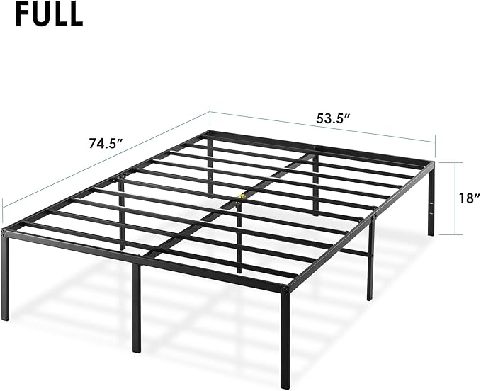 Best Price Mattress Full 18 Inch Black Metal Platform Bed Frame