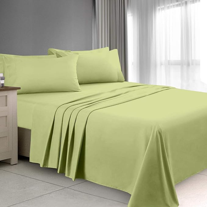 Ready To Rest King/California King Waterbed Sheets, 4 Piece Attached Sheet Set, Fits 15 Inch Deep Mattress, Brushed Microfiber, Ultra Soft and Lightweight (Sage)