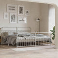 White Metal Bed Frame with Storage, Sturdy Steel Platform Base for Mattress, Modern Freestanding Design with Powder Coated Finish for Bedroom