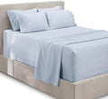 Hearth & Harbor Bed Linen Set - Queen Size - 6 Piece - Ice Blue - Extra Deep Pocket Sheets - Microfiber
