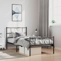 Twin Metal Bed Frame with Storage, Modern Black Platform Bed with Footboard, Strong Steel Construction for Adults, Minimalist Design with Finished Back for