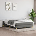 Bed Frame Dark Grey Polyester Queen Rectangular Modern Single Bed