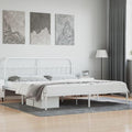 Bed Frame White Powder-Coated Steel Full Bed Frame Rectangular headboard Bedroom Furniture for Living Room