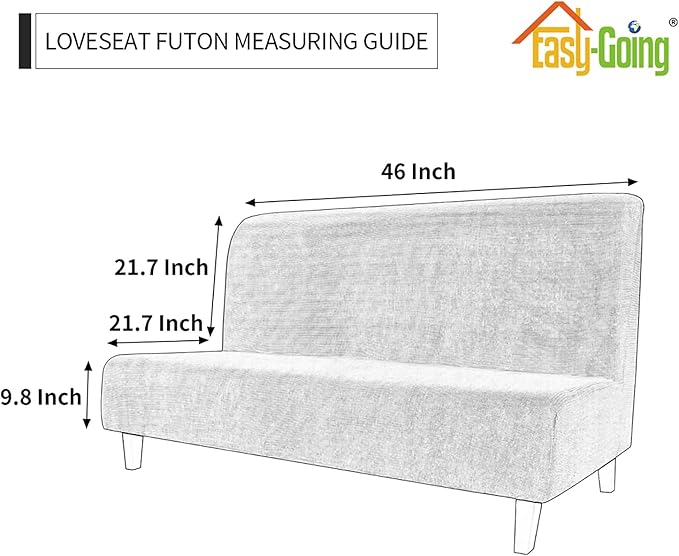 Easy-Going Stretch Futon Slipcover Armless Futon Bed Cover Furniture Protector Without Armrests with Elastic Bottom for Kids, Soft Jacquard Fabric Small Checks (Medium, Tan)
